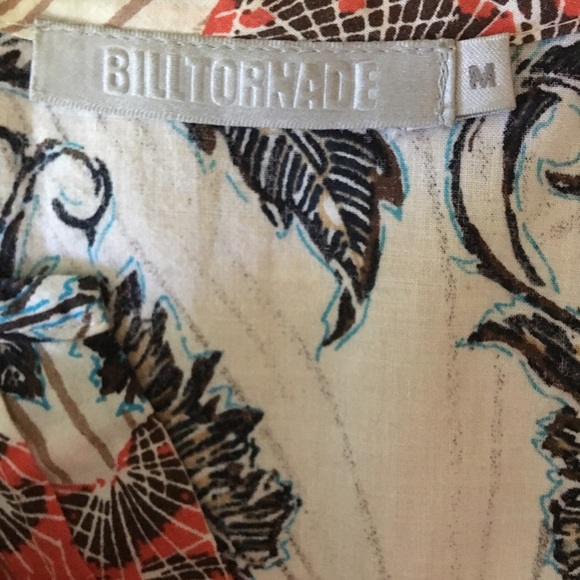 Hawaiian Floral Boho Gold Trim Pleated Yoke A-Line Boho Chic Blouse Billtornade - Picture 8 of 9